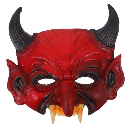 KONTONTY Teufelsmaske Gruseliges Halloween Gesicht Kostüm Halloween -dekorationen Halloween-maske Monster-maskerade Dämonen-gesichtsmaske Hörner Cosplay Lustig Jack Rot Pu KONTONTY Teufelsmaske Gruseliges Halloween Gesicht Kostüm Halloween -dekorationen Halloween-maske Monster-maskerade Dämonen-gesichtsmaske Hörner Cosplay Lustig Jack Rot Pu von KONTONTY