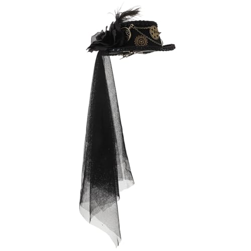 KONTONTY Top -Hutschmuck Dampfpunk Zubehör Hut Kopfschmuck Party Halloween-Zylinder Cosplay mit Steampunk-Haarspange Steampunk-Haar-Accessoire Steampunk-Zylinder Wolle Black von KONTONTY