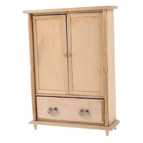 KONTONTY Vintage Puppenhaus Möbel Holz Schrank für DIY Schlafzimmer Dekoration Beige für Märchengärten und Puppenhaus Zubehör KONTONTY Vintage Puppenhaus Möbel Holz Schrank für DIY Schlafzimmer Dekoration Beige für Märchengärten und Puppenhaus Zubehör von KONTONTY