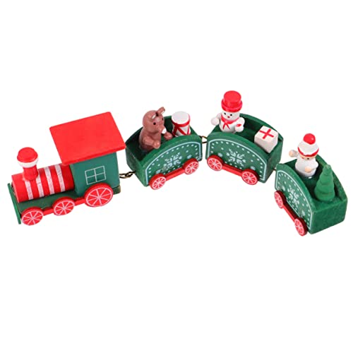 KONTONTY Weihnachtsdekoration Holz Zug Ornament Umweltfreundliches Robustes Vierteiliger Holzzug für Tisch Büro und Schaufensterdeko Festliche Geschenkidee für Weihnachten und Neujahr von KONTONTY