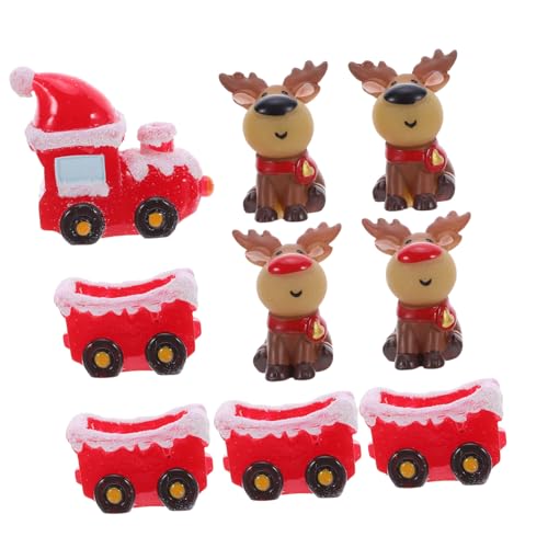 KONTONTY Weihnachtszug Set mit Harz Rentier Figuren Winter Schneelandschaft Dekorationen für Festliche Tischdeko und Weihnachtsfeier Zuhause von KONTONTY