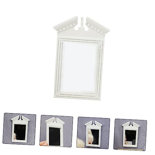 KONTONTY Weiß Miniatur Möbel Dekoration Puppenhaus Wohnzimmerspiegel Handwerkskunst Kleine Landschaftsdekoration für Tisch und Mini Haus von KONTONTY