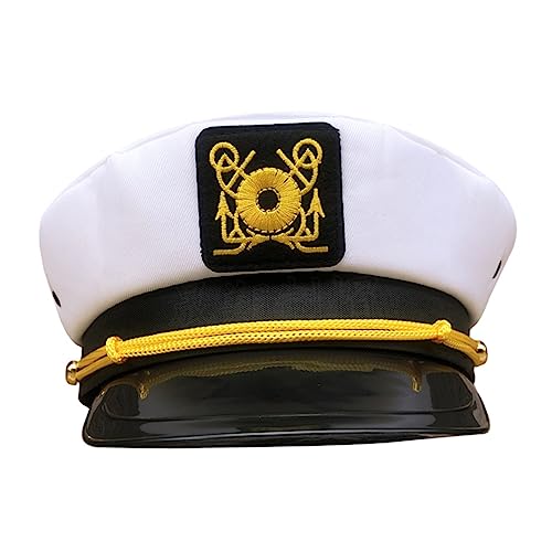 KONTONTY Weißer Kapitänsmütze Polyester Matrosenhut Unisex Verkleidung Party Fasching Halloween Cosplay Zubehör für Erwachsene Segler von KONTONTY