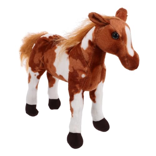 KONTONTY kleine Ponypuppe Plüschpferd Stoffpferd Pferdchen Pferdchen Plüschtier Kuschelpferd Plüschtier Plüsch Kuscheltier kurzer Plüsch Light Brown von KONTONTY