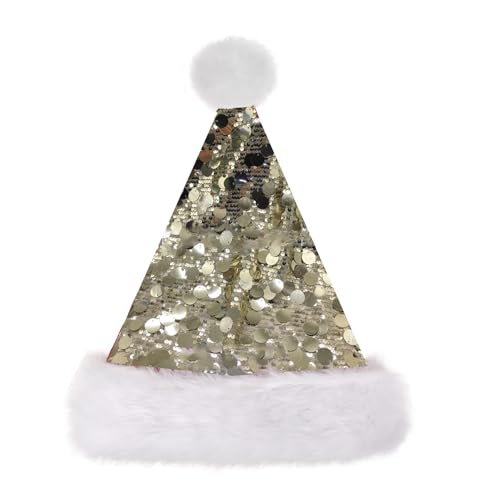 KONVINIT Pailletten Weihnachtsmützen für Erwachsene Luxus Nikolausmütze Nikolaus Kostüm Zubehör,gold KONVINIT Pailletten Weihnachtsmützen für Erwachsene Luxus Nikolausmütze Nikolaus Kostüm Zubehör,gold von KONVINIT