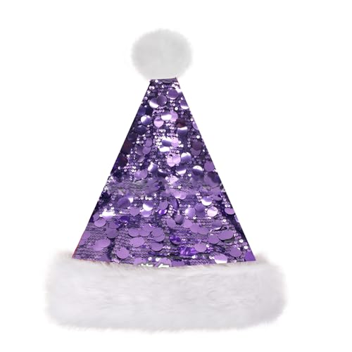 KONVINIT Pailletten Weihnachtsmützen für Erwachsene Luxus Nikolausmütze Nikolaus Kostüm Zubehör,lila KONVINIT Pailletten Weihnachtsmützen für Erwachsene Luxus Nikolausmütze Nikolaus Kostüm Zubehör,lila von KONVINIT