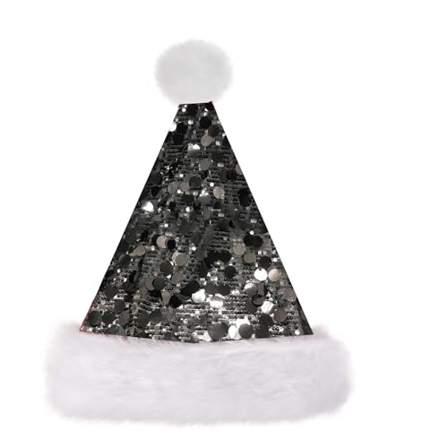 KONVINIT Pailletten Weihnachtsmützen für Erwachsene Luxus Nikolausmütze Nikolaus Kostüm Zubehör,schwarz KONVINIT Pailletten Weihnachtsmützen für Erwachsene Luxus Nikolausmütze Nikolaus Kostüm Zubehör,schwarz von KONVINIT