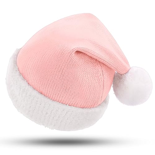 KONVINIT Rosa Weihnachtsmütze für Baby Nikolausmütze Kleinkind Warm und Gemütlich Gestrickte Weihnachtsmann Mütze Santa Clause Mütze Kinder Grün,pink 80 von KONVINIT