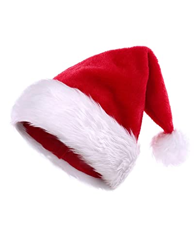 KONVINIT Rote Weihnachtsmütze Weihnachtsmann Mütze Plüsche Nikolausmütze Warm and Dicker Santa Mütze für Erwachsener,red von KONVINIT