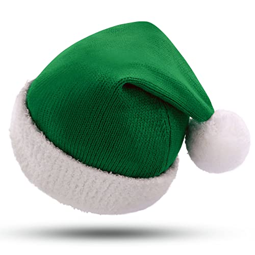 KONVINIT Weihnachtsmütze für Baby Nikolausmütze Kleinkind Warm und Gemütlich Gestrickte Weihnachtsmann Mütze Santa Clause Mütze Kinder Grün Elf Mütze,green 80 von KONVINIT