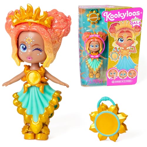 KOOKYLOOS Golden Gala Series Sunny Sammelpuppe aus der Golden Gala Serie Enthält Puppe Sunny, 1 Tasche, modische Kleidung und Schuhe und 1 Accessoire.1 Puppe, 3 Verschiedene Gesichter von KOOKYLOOS