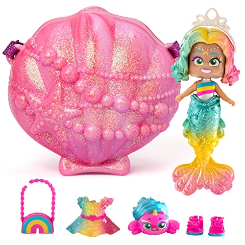 KOOKYLOOS Mermaids Coral Meerjungfrauen-Puppe mit 1 Muscheltasche, 1 Meerjungfrauenschwanz, 1 Haustier, Kleidung, Accessoires und Schuhe von KOOKYLOOS