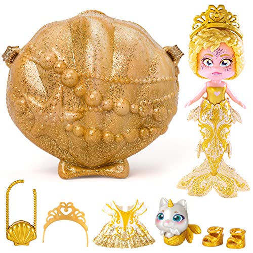 KOOKYLOOS Mermaids Jewel Meerjungfrauen-Puppe mit 1 Muscheltasche, 1 Meerjungfrauenschwanz, 1 Haustier, Kleidung, Accessoires und Schuhe von KOOKYLOOS
