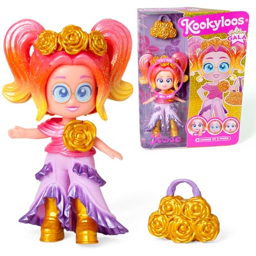 KOOKYLOOS Golden Gala Series Rose - Sammelpuppe aus der Serie Golden Gala Enthält Rose, 1 Tasche, modische Kleidung und Schuhe und 1 Accessoire, 3 Verschiedene Gesichter von KOOKYLOOS
