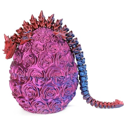 3D Printed Dragon in Egg, Full Articulated Dragon Crystal Dragon with Dragon Egg, Flexible Joints Desk Toys (C) von KOOMAL
