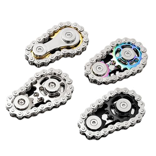 4PCS Fidget Spinners Toys, Metal Figette Bike Chain Pain Stim Fidgets Toy for Teens ADHD Anxiety Relief Stress Tool Sensory Spiky Toy for Autism von KOOMAL