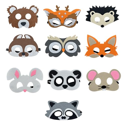 KOOMAL 10Pcs Forest Animals Felt Animal Masks for Kids, Kids Animal Costume Wolf Squirrel Animal Costumes Prom von KOOMAL