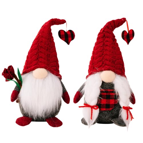 KOOMAL 2Pcs Valentines Day GNOME Gonk Decorations, Handmade Plush Doll Scandinavian Tomte Wedding Anniversary KOOMAL 2Pcs Valentines Day GNOME Gonk Decorations, Handmade Plush Doll Scandinavian Tomte Wedding Anniversary von KOOMAL