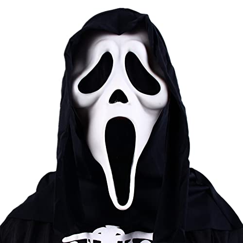 KOOMAL Halloween Gruseliges Gesicht für Erwachsene, Ghost Face für Männer Frauen, Scream Maske, Cosplay Kostüm, Party Horror Vollkopf von KOOMAL