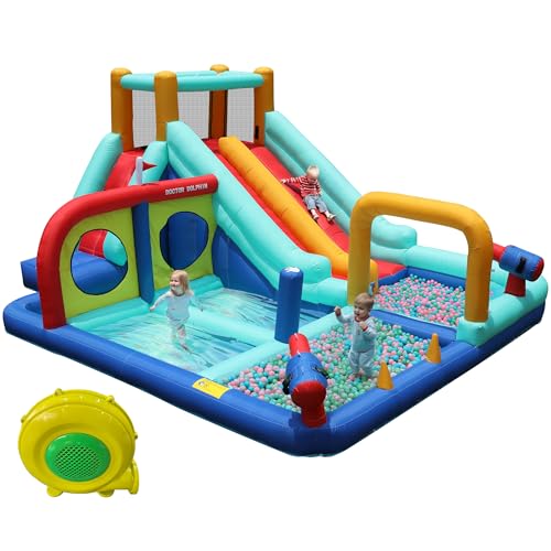 Outdoor Bouncy Castle for Slide, Playing Fun with Blower, Slide and Climbing Wall for 3-8 Years von KOOMAL