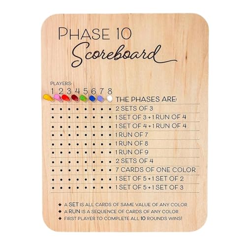 Phase 10 Score Board, Wooden Phase Ten Scorecard and Round Tracker Phase 10 Dice Cards Game Score Sheets Classic Family Adults Board Card Games Night Table Score Boards Accessories Phase 10 Score Board, Wooden Phase Ten Scorecard and Round Tracker Phase 10 Dice Cards Game Score Sheets Classic Family Adults Board Card Games Night Table Score Boards Accessories von KOOMAL