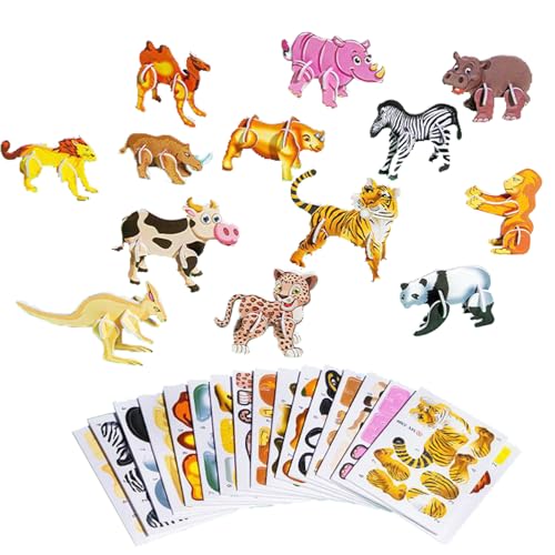 Set of 25 Paper Jigsaw Puzzles for Toddlers, 3D Animal Puzzle Jigsaw Set Early Learning Educational Toys for Kids Activity (Animal) von KOOMAL