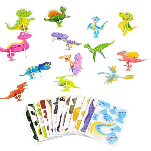 Set of 25 Paper Jigsaw Puzzles for Toddlers, 3D Animal Puzzle Jigsaw Set Early Learning Educational Toys for Kids Activity (Dinosaur) von KOOMAL