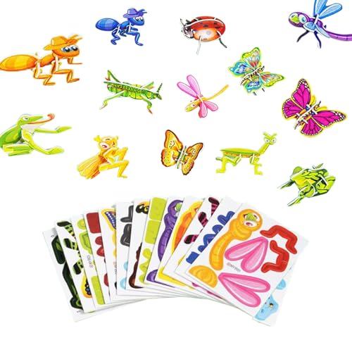 Set of 25 Paper Jigsaw Puzzles for Toddlers, 3D Animal Puzzle Jigsaw Set Early Learning Educational Toys for Kids Activity (Insect) von KOOMAL