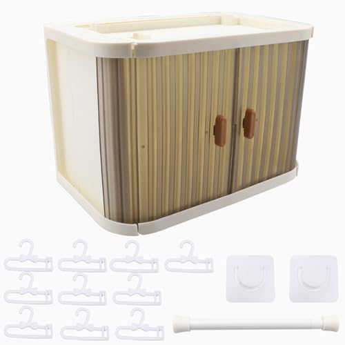 Kleiderschrank für Labubu, Faltbare Puppengarderobe-Aufbewahrungsbox mit 10 Kleiderbügeln und Stange, stapelbarer Organizer-Schrank, Ausstellungsregal für Labubu-Puppenkleidung von KOOTAU
