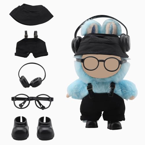 Puppenkleidung für Labubu, Puppen-Outfit-Set für 17 cm Labubu, Pop-Style-Kostüme Zubehör für Labubu-Puppen-Figuren (Schwarz, keine Puppe) (schwarz) von KOOTAU