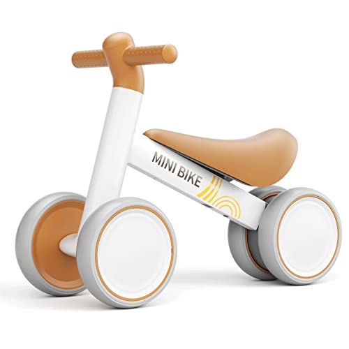 KORIMEFA Kinder Laufrad ab 1 Jahr Spielzeug Lauflernrad ohne Pedale für 10-24 Monate Baby, Erst Rutschrad Fahrrad für Jungen Mädchen als Geschenke (Braun) von KORIMEFA
