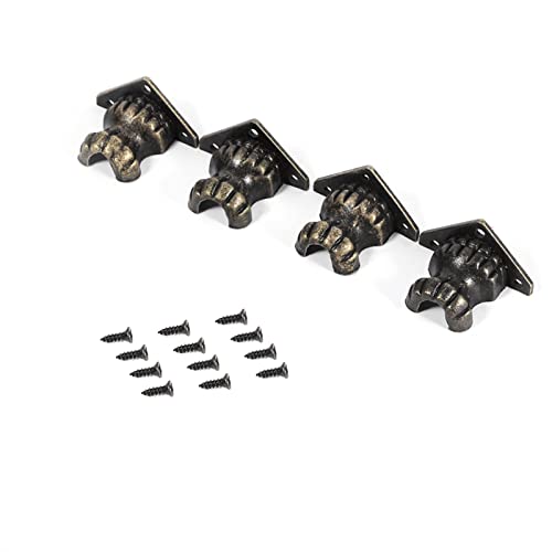 KOSDFOGE 4pcs antike Messingschmuck Brust Holz Kasten Dekorative Füße Bein Eckschutz Hardware von KOSDFOGE