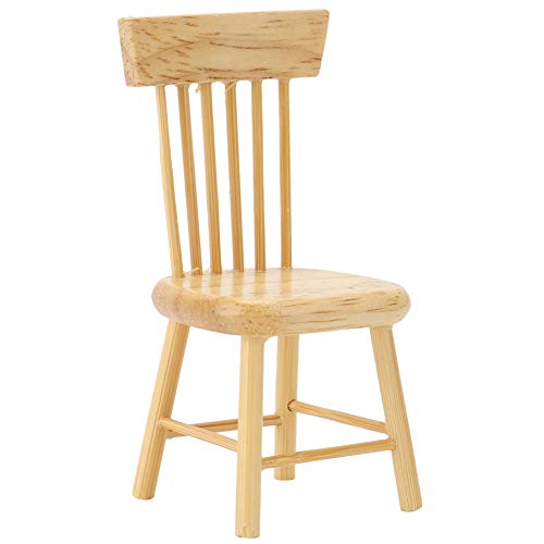 KOSDFOGE Miniaturmöbelmodell Holzspeisesatzuhl für 1:12 Puppenhaus Accessoire (Holzfarbe) von KOSDFOGE