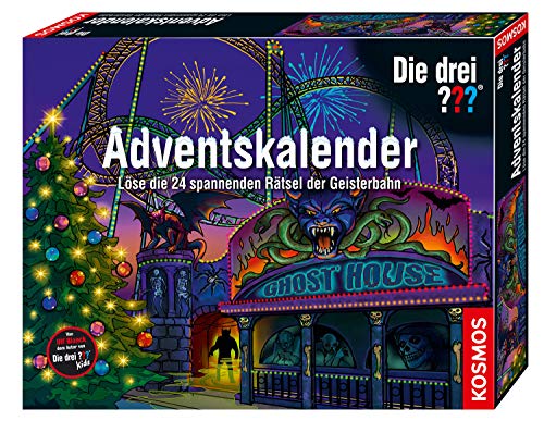 Die drei ??? Adventskalender von KOSMOS 634162, Löse 24 spannende Rätsel in der Geisterbahn, mit 24 Detektiv-Gimmicks, Spielzeug-Adventskalender für Kinder ab 8, Krimi Geschichte bis Weihnachten Die drei ??? Adventskalender von KOSMOS 634162, Löse 24 spannende Rätsel in der Geisterbahn, mit 24 Detektiv-Gimmicks, Spielzeug-Adventskalender für Kinder ab 8, Krimi Geschichte bis Weihnachten von KOSMOS