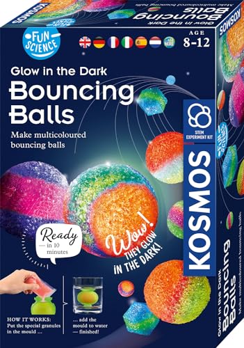 KOSMOS 617165 Fun Science - Nachtleuchtende Flummi-Power, Stelle 20 kunterbunte Power-Bälle her, Experimentierset für Einsteiger: Experimentierkasten, mehrsprachige Anleitung von KOSMOS