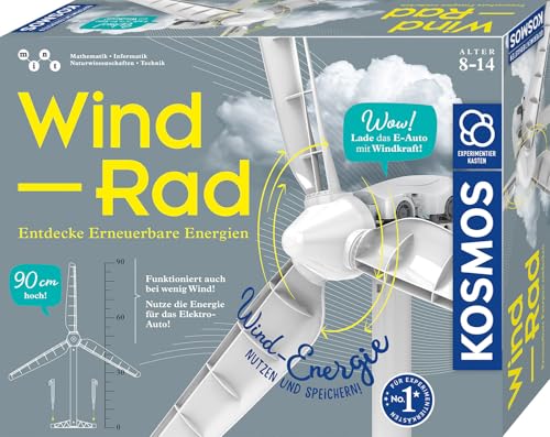 KOSMOS 621353 Windrad, Entdecke erneuerbare Energien, Bausatz für Windrad zur emmissionsfreien Stromerzeugung mit Mini E-Auto zum Laden, Experimentierkasten für Kinder ab 8-14 Jahre, Outdoor geeignet KOSMOS 621353 Windrad, Entdecke erneuerbare Energien, Bausatz für Windrad zur emmissionsfreien Stromerzeugung mit Mini E-Auto zum Laden, Experimentierkasten für Kinder ab 8-14 Jahre, Outdoor geeignet von KOSMOS