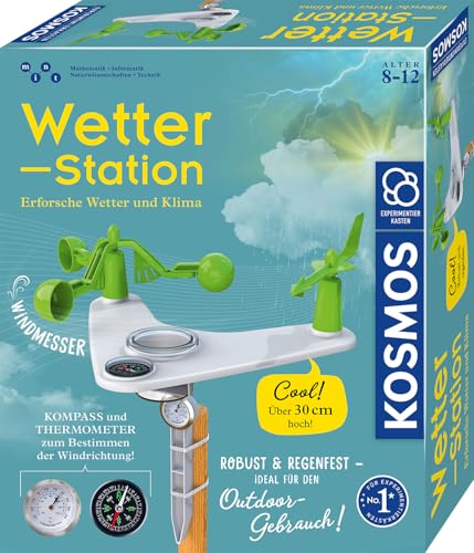KOSMOS 636142 Wetterstation, Erforsche Wetter und Klima, mit Windmesser, Kompass und Thermometer, Experimentierkasten für Kinder ab 8 Jahre, von KOSMOS