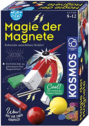 KOSMOS 654146 Fun Science – Magie der Magnete, Baue deinen eigenen Kompass, erforsche unsichtbare Kräfte, Mit spannenden Magnetspielen und Versuchen, Experimentierset für Kinder ab 8 Jahre, Geschenk von Kosmos