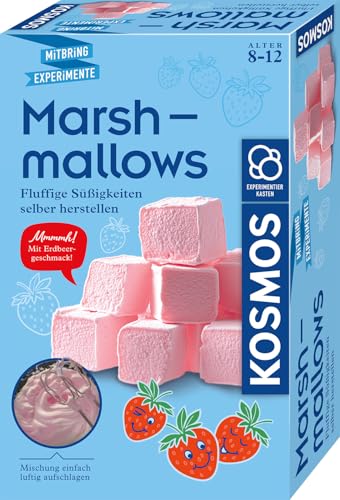 KOSMOS 658304 Marshmallows selber Machen, fluffige Süßigkeiten selbst herstellen, Mischung mit Erdbeergeschmack, vergan, Mitbringexperiment für Kinder ab 8 Jahre von KOSMOS