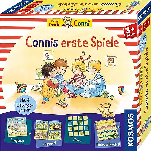 Kosmos 681043 Connis erste Spiele Spielesammlung mit Vier Memo-, Lauf- und Legespielen, Brettspiel für 2-4 Kinder ab 3 Jahre, Meine Freundin Conni von Kosmos