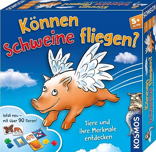 KOSMOS 697952 Können Schweine fliegen? Tiere und ihre Merkmale entdecken, Kinderspiel ab 5 Jahre für 2-4 Spieler, lustiges Familienspiel von Kosmos
