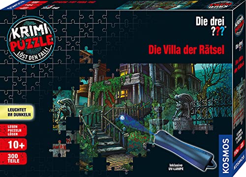 Die drei ??? - Krimi Puzzle - Die Villa der Rätsel von KOSMOS 697976, 300 Teile, Leuchtet im Dunkeln, mit UV-Lampe, Lesen, Puzzeln, Rätsel lösen, Detektiv Puzzle ab 10 Jahre von Die drei