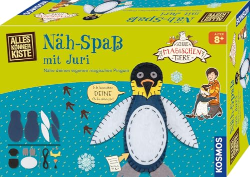 KOSMOS 605674 Die Schule der magischen Tiere Nähspaß mitJuri, Nähset für Anfänger und Bastelset Kinder ab 8 Jahren, enthält Filzstoff, Nadel, Stickgarn und Füllmaterial von KOSMOS