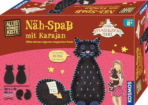 KOSMOS 605681 Die Schule der magischen Tiere Näh-Spaß mit Karajan, Nähset für Anfänger und Bastelset Kinder ab 8 Jahren, enthält Filzstoff, Nadel, Stickgarn und Füllmaterial von KOSMOS