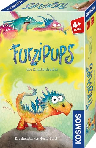 KOSMOS 712730 Furzipups der Knatterdrache Spiel, Lustiges Memo-Spiel mit Furzipups, fördert spielerisch Konzentration und Merkfähigkeit, Kinderspiel für 2-4 Kinder ab 4 Jahre von KOSMOS