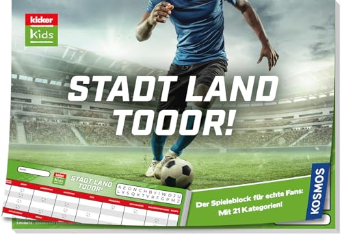 KOSMOS 685232 Kicker Kids Stadt-Land-Tor! Stadt Land Fußball Spiel mit den Fussballprofis vom Kicker Kids Magazin, ideal als Fußball Geschenk für Kinder und Fans ab 8 Jahren, Quizspiel, Spielblock von KOSMOS