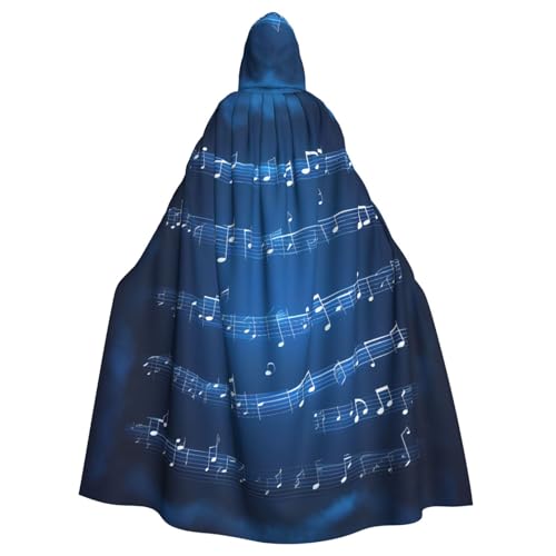Blaue Musiknoten Unisex Erwachsene Kapuzenumhang Ritterkostüm Schwarze Tunika Umhang Mittelalter Robe Halloween Zauberer Cosplay Hexe von KOUUIP