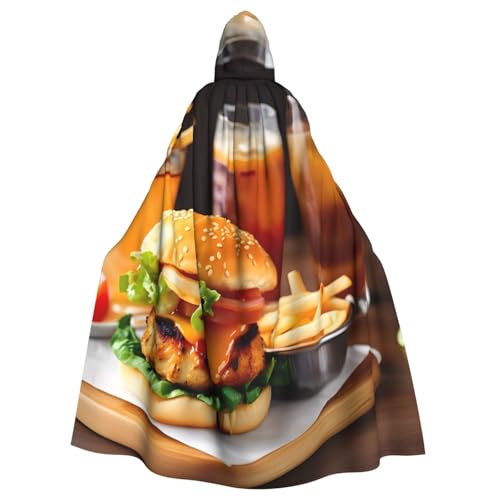Chicken Leg Burger Drink Unisex Erwachsene Kapuzenumhang Ritter Kostüm Schwarze Tunika Umhang Mittelalter Robe Halloween Zauberer Cosplay Hexe Chicken Leg Burger Drink Unisex Erwachsene Kapuzenumhang Ritter Kostüm Schwarze Tunika Umhang Mittelalter Robe Halloween Zauberer Cosplay Hexe von KOUUIP