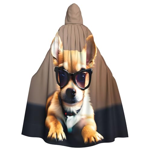 Chihuahua Hundebrille 1 Unisex Erwachsene Kapuzenumhang Ritter Kostüm Schwarze Tunika Umhang Mittelalter Robe Halloween Zauberer Cosplay Hexe von KOUUIP