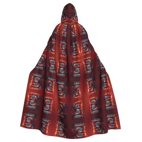 E Unisex Erwachsene Kapuzenumhang Ritter Kostüm Schwarze Tunika Umhang Mittelalter Robe Halloween Zauberer Cosplay Hexe von KOUUIP